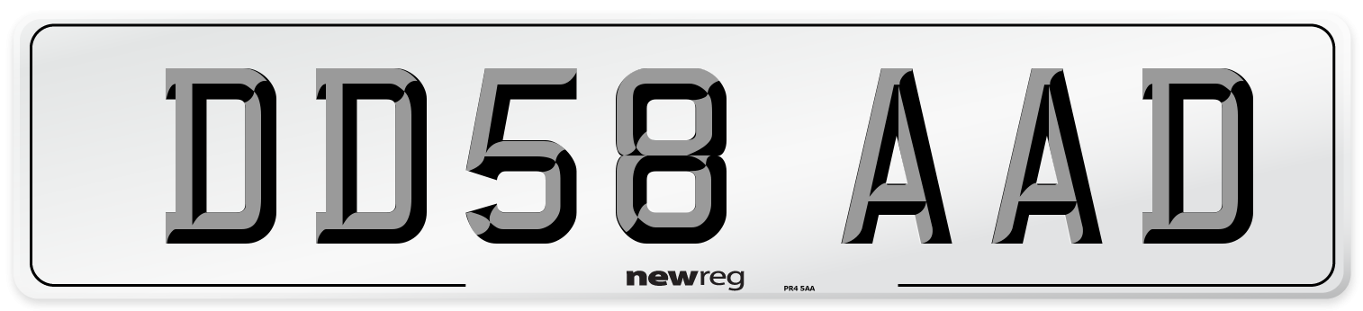 DD58 AAD Number Plate from New Reg